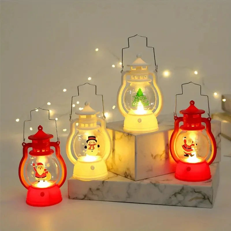 Christmas LED Night Lights Christmas Gifts Santa Claus Decorative Lantern Handheld Oil Lamp For Christmas New Year Decoration
