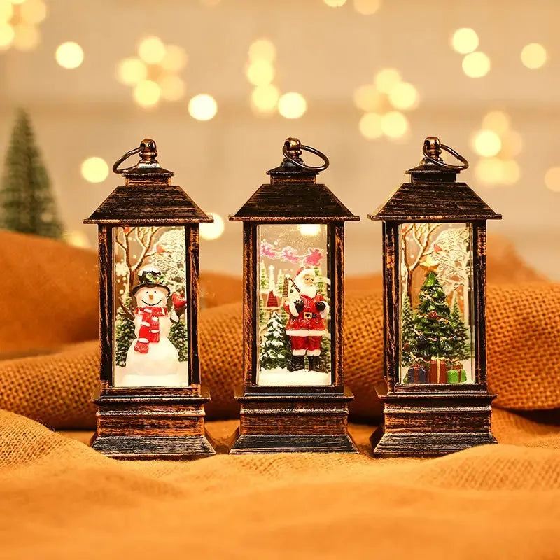 Christmas LED Night Lights Christmas Gifts Santa Claus Decorative Lantern Handheld Oil Lamp For Christmas New Year Decoration